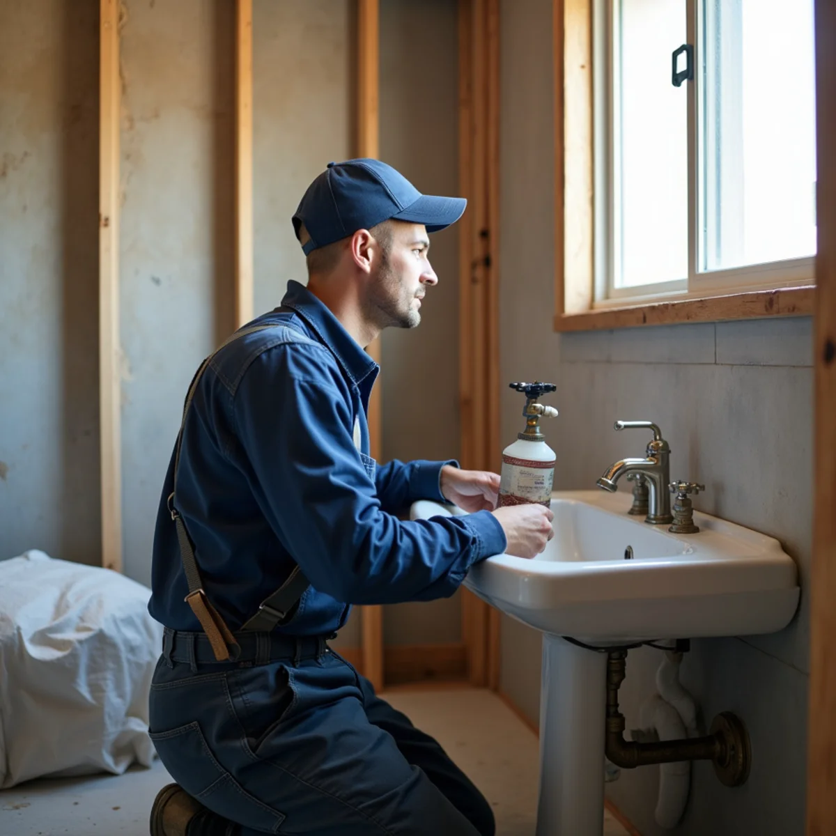 Plumber rough-in of new supply and drain lines during a remodel in an El Dorado Hills home