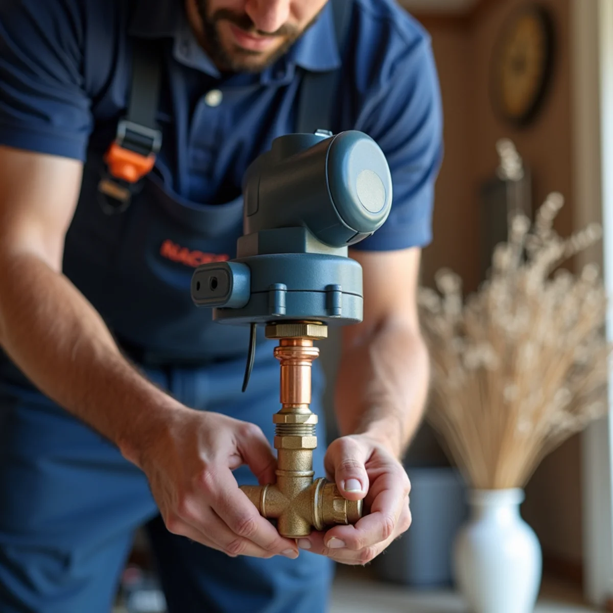 Smart automatic water shutoff valve installed on the main line in an El Dorado Hills home