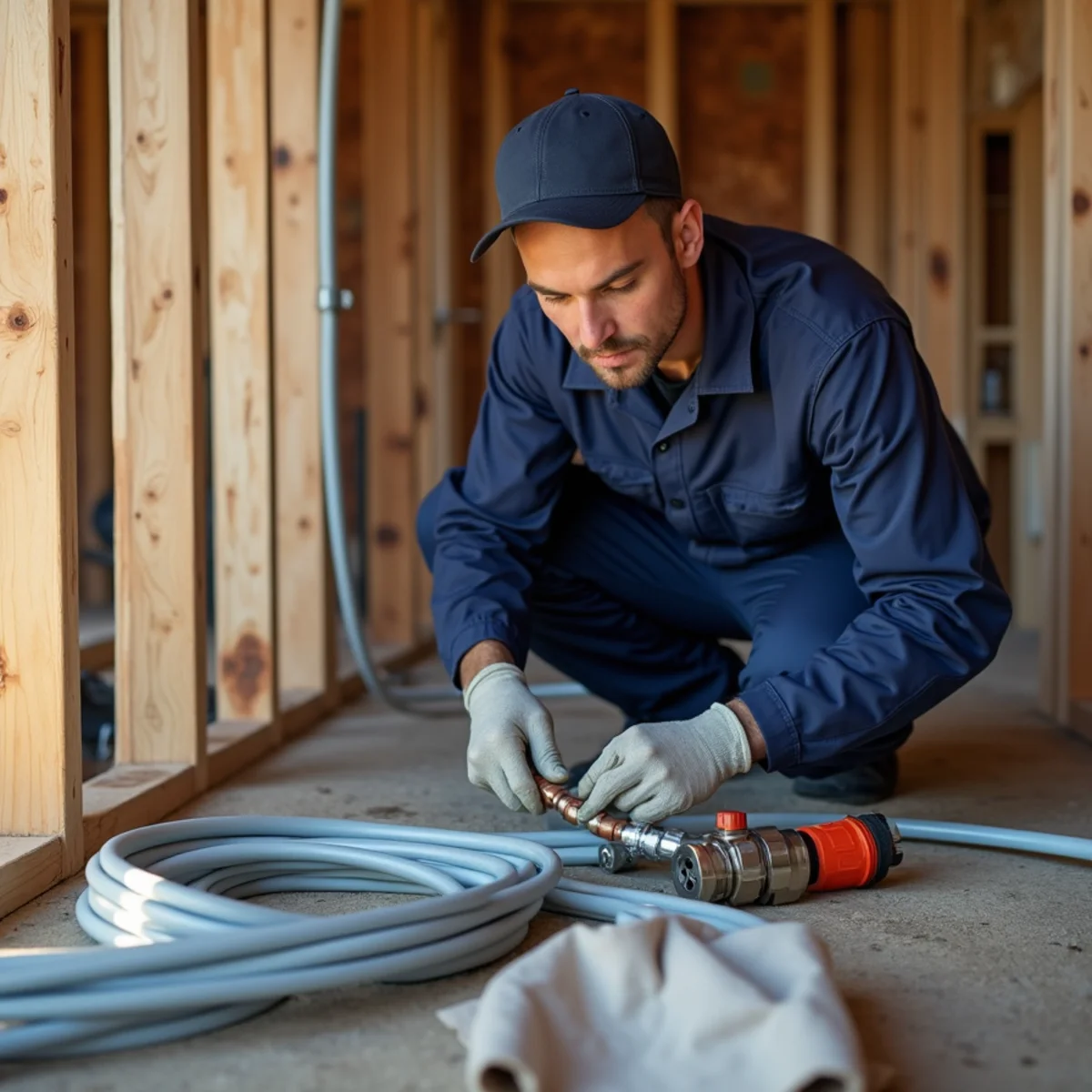 New PEX water lines routed through the wall framing during a repipe of an El Dorado Hills home